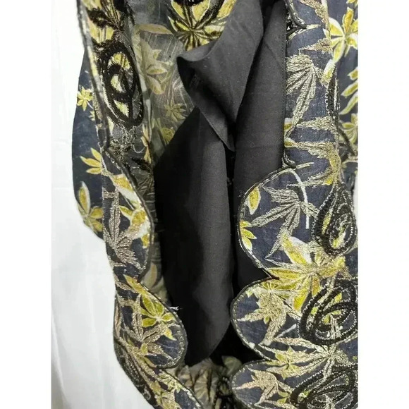 SUNO‎ (6) Black & Yellow 100% Silk Mini Sleeveless Fit & Flare Eyelet Mini Dress - Picture 8 of 14